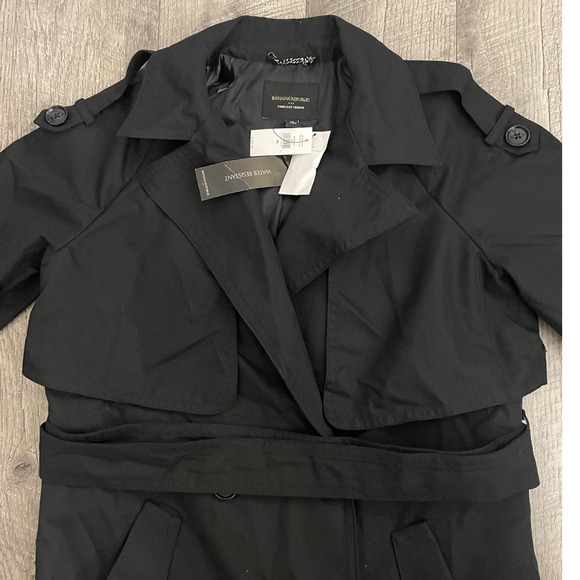 BANANA REPUBLIC Essential Trench Coat Small Petite NEW Italian Water-Resistant - Picture 3 of 6